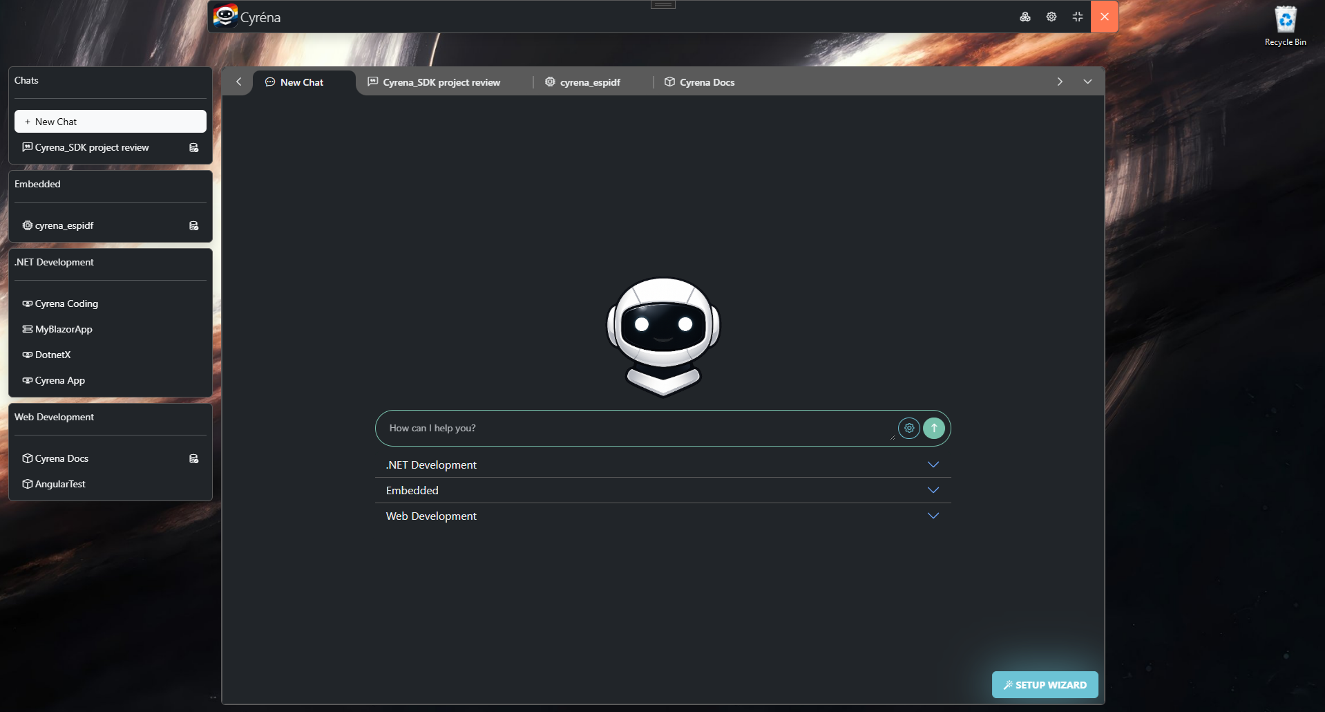 Cyréna HUD overlay screenshot showing the compact interface floating above a workspace